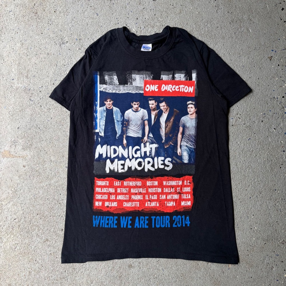 One Direction Midnight Memories Where We Are Tour 2014 Graphic T-Shirt Black S